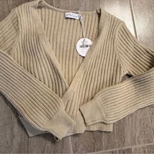 Petal & Pup Ribbed Beige Cardigan
